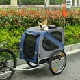 thumbnail image 2 of GVN Bike Trailer Cargo Cart for Dogs and Pets with 3 Entrances Large Wheels for Off-Road & Mesh Screen, Blue/Grey, 2 of 8
