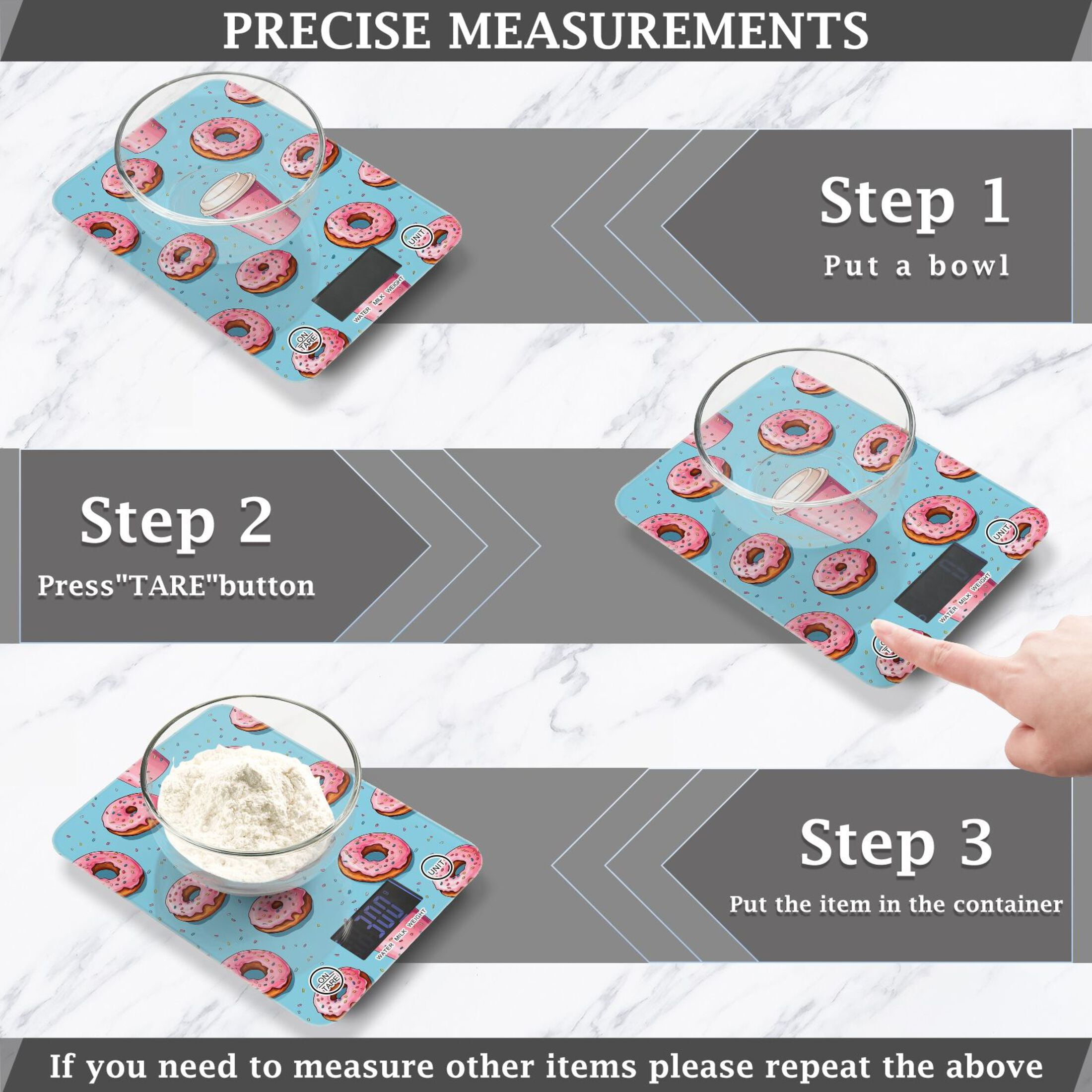 Macarons Coffee Pink Food Scale Digital Kitchen Scale Waterproof Tempered Glass Tare Function 11 lb for Baking Cooking Meal Prep