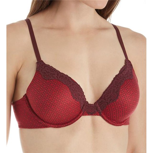 Maidenform 738994935489 Comfort Devotion Extra Coverage T-Shirt Bra, Small Retro Dot with Embark Plum - 36B