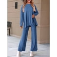 thumbnail image 5 of Women'S Two Piece Lounge Sets Matching Long Sleeve Shirts Wide Leg Pants Tracksuits Fall Clothes Blue M, 5 of 8