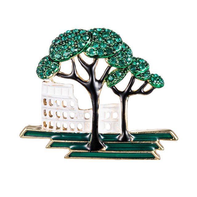 Bonito edificio de aleación de moda con broche de árbol, joyería para mujer
