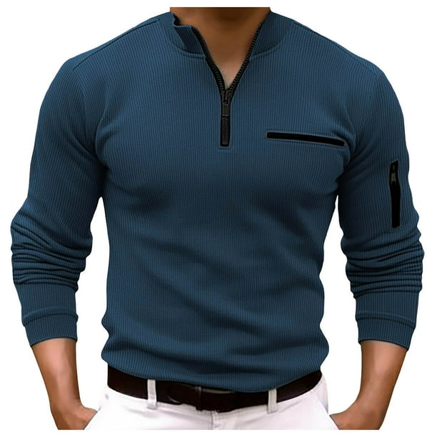 Playeras Negras Para Hombre Algodon, Camiseta De Manga Larga A Rayas Con Cremallera Para Hombre, Camisetas Casuales De Verano Para Vacaciones, Tops