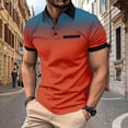 thumbnail image 2 of Penkiiy T-Shirts à Pois Dégradés pour Hommes Col Rabattu Bouton Sport Manches Courtes Col Rabattu Mode Décontractée L Rouge Melon D\'eau, 2 of 5