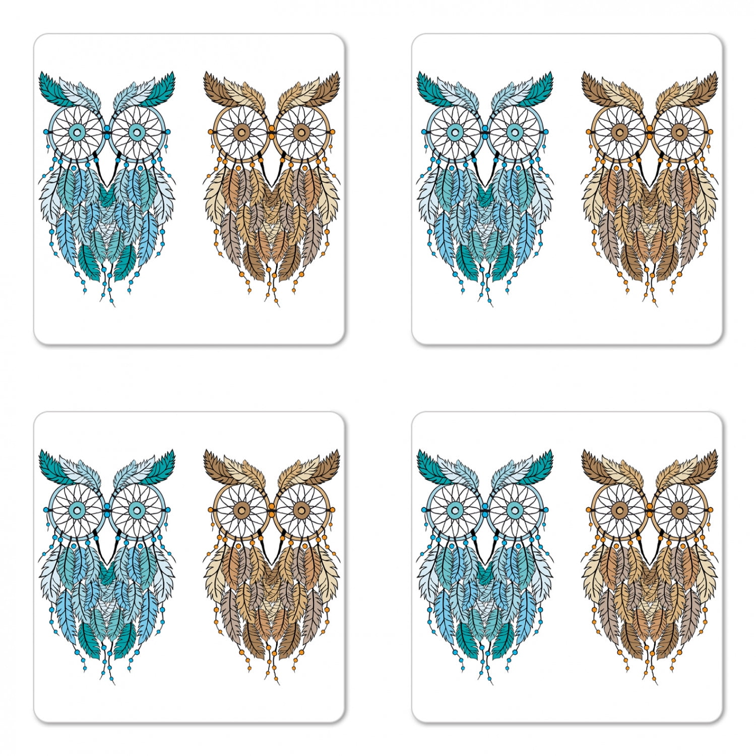 owl PRINT on tile bird print on tile ceramic coaster coffee art tile gift 
