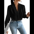 thumbnail image 1 of Blusas de Trabajo para Mujer, Blusas de Larga, Blusas de Oficina con Cuello en V, Blusas de para Mujer Negro L, 1 of 10