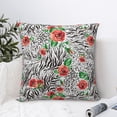 thumbnail image 4 of Fuzoiu Roses Mixed Zebra 1 Print Square Pillow Cover,Hidden Zipper Design,Luxury Square Pillow Case, Throw Pillow,Couch Cushion-24"x24", 4 of 7