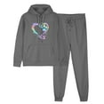 thumbnail image 2 of ibuvkizy Women Two Piece Outfits Sets Fall!Outfits Men's and Women's Sports Tracksuits Long Sleeve Pullover Hoodies Sweatshirt Loose Coat and Sweatpants Fall Winter Suit Dark Gray,M, 2 of 6