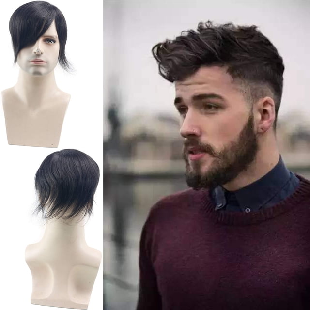 Voloria Toupee para hombres Piezas de cabello humano Mono fino Top de encaje Perímetro de PU Sistema de reemplazo de cabello europeo 9x7 pulgadas 1B Color negro natural