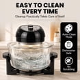 thumbnail image 6 of Granitestone 16Qt Large Glass Air Fryer Non Toxic – Family Sized Airfryer Cooker with 3 Cooking Levels, Stainless Steel Racks, Chicken, No Preheat, Self Cleaning, Dishwasher Safe, Black, 6 of 8