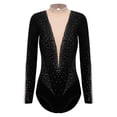 thumbnail image 3 of Zaldita Womens Glittery Gymnastics Latin Dance Leotard Sheer Mesh Keyhole Ballet Bodysuits Top Black XXL, 3 of 6