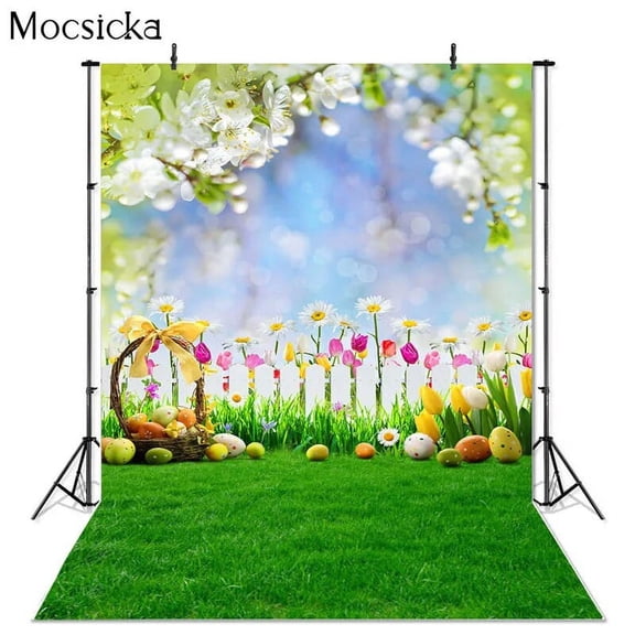 Spring Easter Photography Background Grass Eggs Decoration Studio Props Child Portrait Photo Backdrop Banner