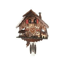 Cuckoo Clock Black Forest house with moving beer drinker and mill wheel