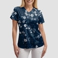 thumbnail image 5 of COMVALUE Scrub Tops Women Short Sleeve Plus Size V Neck Fun Printed Scrubs Top Medical Nursing Uniforms with Pockets (Navy, XXL), 5 of 7