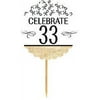 33rd Birthday / Anniversary Novelty Burlap Cupcake Decoration Picks -12pack