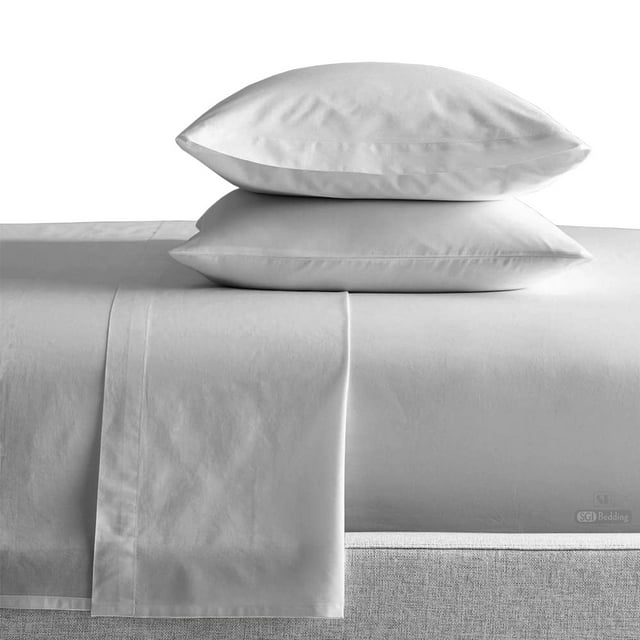 SGI 600TC 21" Deep Pure Egyptian Cotton 4 Piece Sheet Set Short King 73x76" Lt. Gray Solid