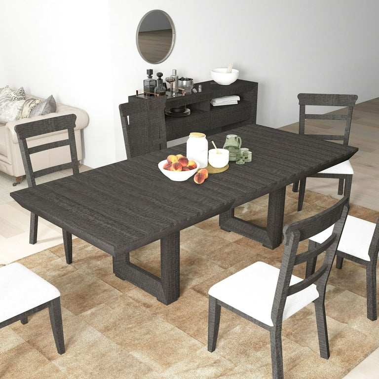Dark grey extendable dining table discount