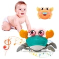 thumbnail image 2 of HANMUN Baby Crawling Crab Musical Toy, Toddler Electronic Light Up Crawling Toy with Automatically Avoid Obstacle, Rechargeable Dancing Toy Moving Toy for Toddler Babies by Boys Girls, 2 of 9