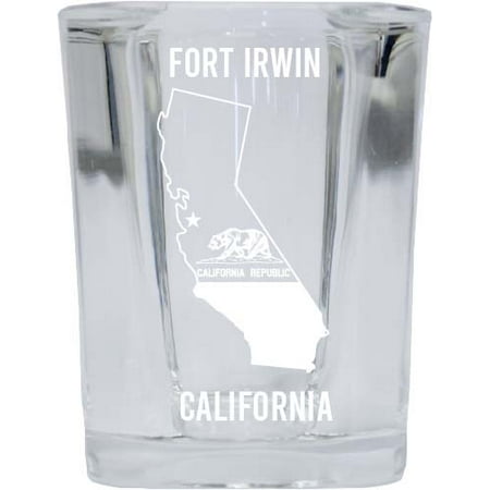 

Fort Irwin California Laser Etched Souvenir 2 Ounce Square Shot Glass State Flag Design