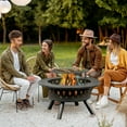 thumbnail image 6 of Yardi Yarda 38in Round Fire Pit with Cooking Grates, Metal Fire Pit with Sturdy Durable Construction, Fire Pit for Outdoor, Black, 6 of 19