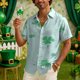 thumbnail image 4 of Ceisia Men's St. Patrick's Day Clover Print Short Sleeve Button-Down Shirt Collection | Gradient Clover Scatter Print Button-Up Shirt Gifts, 4 of 9