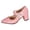 Pink, variant on Mary Jane Shoes for Women Pointed Closed Toe Block Heeled Sandals Elegant Butterfly Rhinestone Solid Glitter Leather Summer Work Casual Dress Shoes Black Size 7
