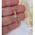 thumbnail image 5 of Bluebelljewels Baguette & Round Cut Cubic Zirconia 14K Yellow Gold Finish Cross Pendant Necklace, 5 of 5
