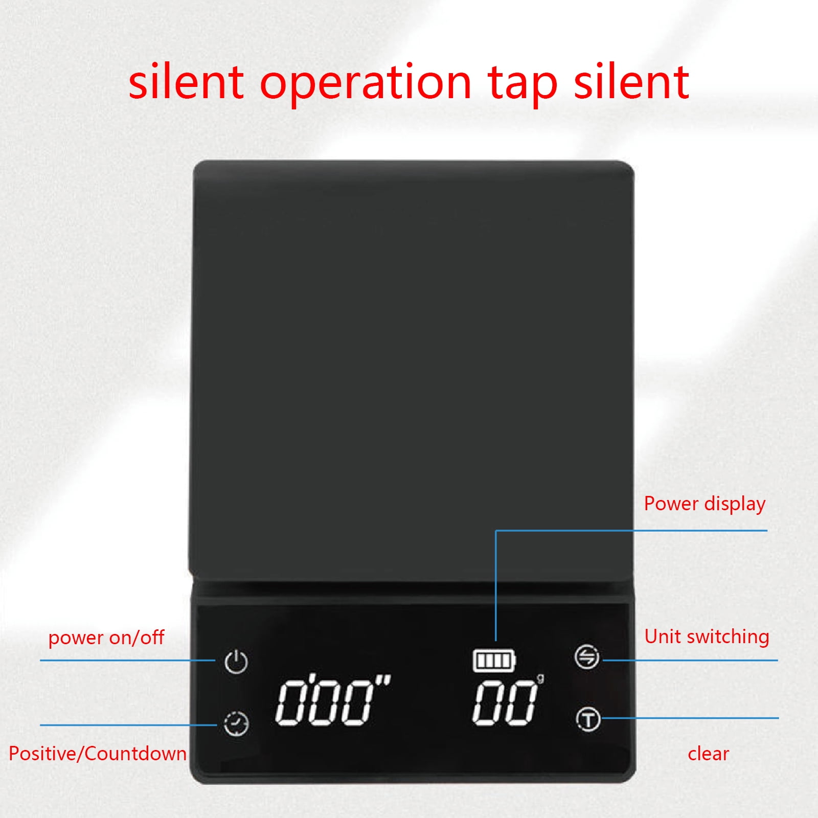 Hand Drip Coffee Scale Kitchen Food Weight Scale with Precision Sensors LED