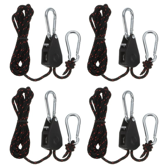 Uxcell 4 pieces 1/8" (4mm) Ratchet Rope Hanger Metal Gears 6.6ft (2meter) Tie Down Strap