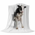 thumbnail image 6 of Funny Cows Blanket Soft Cozy Warm Twin Blanket for Bed, Plush Fuzzy Flannel Fleece Blankets for Sofa, Cute Art Fun Lovely Animals on Toilets Throw Blankets for Couch, Gifts for Men, 60"x80", 6 of 9
