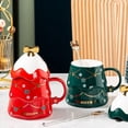 thumbnail image 2 of Tazas De Navidad Con Tapa Y Cuchara Taza De Cerámica De 500 Ml Para Vino Caliente Café Cacao Taza De Navidad Regalo Eigraketly HA044651-04, 2 of 6