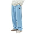 thumbnail image 1 of Ketyyh-chn99 Men's Outdoor Casual Cargo Work Cotton Pants Men's Corduroy Pants Solid Corduroy Rope Pants With Drawstring Waist Straight Pants Size for 2XL,Blue, 1 of 6