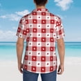 thumbnail image 4 of Honeii Plaid Heart Print Men’s Hawaiian Shirt,Classic Button-Down Short Sleeve Shirt, for Beach, Vacation, and Outdoor Activities,Small, 4 of 7