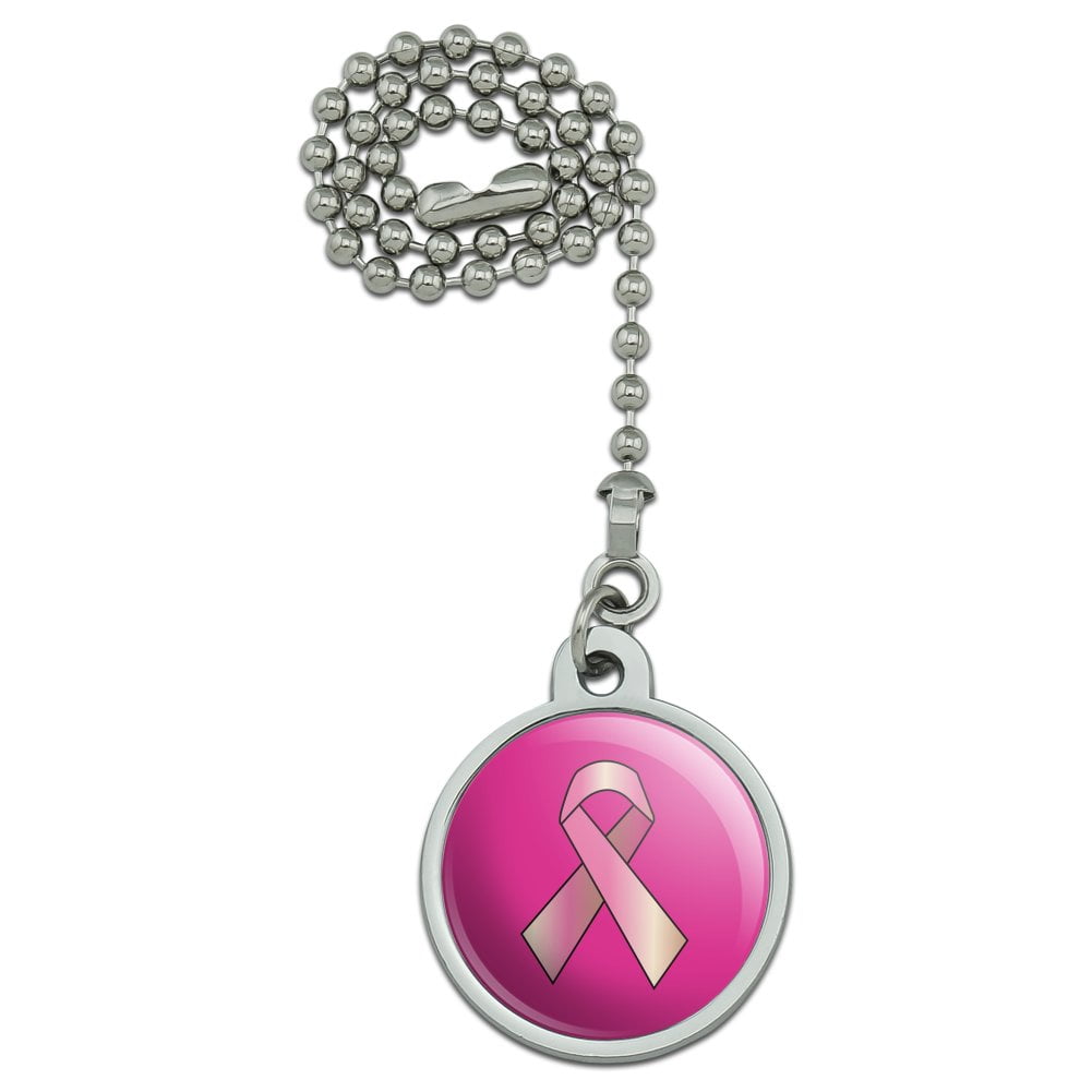 BREAST CANCER SUPPORT PINK RIBBON CEILING FAN PULLS TWO 2 RIBBONS FOR A SET 
