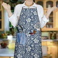 thumbnail image 6 of Blue Pioneer Flower and Paisley Pattern Apron-Garden Aprons for Women with Pockets-Cotton Linen Waterproof Kitchen Cooking Gardening Aprons Adjustable for Kitchen,Cooking,BBQ and Salon 33x27 Inch, 6 of 7
