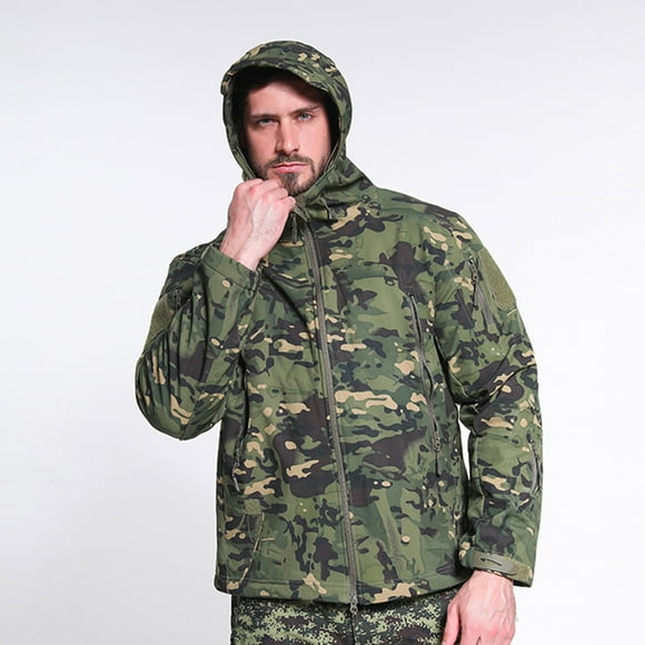 RKSTN Jackets for Men Warm Fleece Skin Soft Outdoor Jacket Camouflage Fall and Winter Long Sleeve Jacket Coats