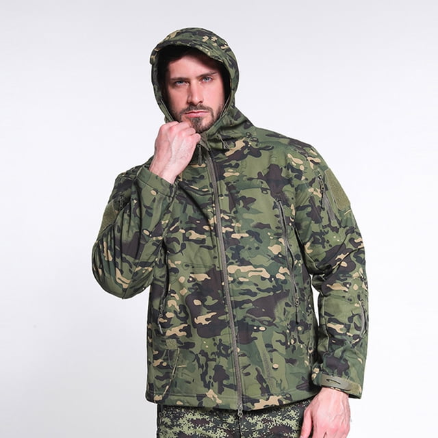 LSLJS Men's Warm Fleece Skin Soft Outdoor Jacket Camouflage( Camouflage, S)
