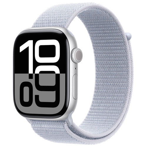 Open Box - Apple Watch Series 10 GPS 46mm Silver Aluminum with Sport Loop S10 Chip, Retina Display, Advanced Health Sensors