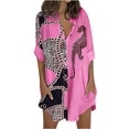 thumbnail image 1 of Cárdigan de manga larga estampado a la moda para mujer, camisa holgada de un solo pecho, camiseta de manga larga con solapa/camisa Pompotops  FGAJ21646, 1 of 9