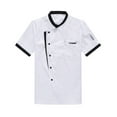 thumbnail image 1 of kurtrusly Chef Jacket Men Chef Coat Skin Friendly Chef Uniforms O-Neck Cheap Short Sleeve Tops Bakery Cooking Clothes Work Wear White M, 1 of 9