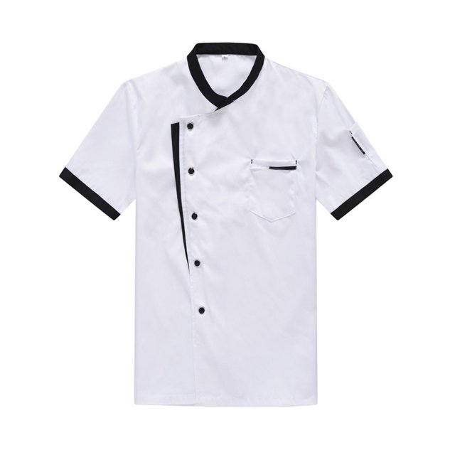 braveheart Chef Jacket Men Chef Coat Skin Friendly Chef Uniforms O-Neck Cheap Short Sleeve Tops Bakery Cooking Clothes Work Wear White M