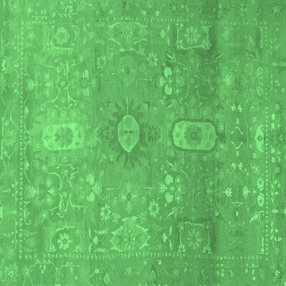 Ahgly Company Indoor Square Abstract Emerald Green Modern Area Rugs, 5' Square