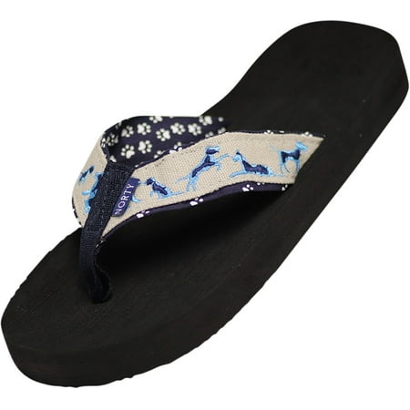 

NORTY Womens Flip Flops Adult Female Beach Thong Sandals Black Dogs