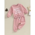 thumbnail image 3 of Wassery Toddler Girl Fall Clothes 3M 6M 12M 18M 24M 3T Baby Girls Letter Print Long Sleeve Sweatshirt Pullover Tops Solid Color Long Pants 2 Pcs Autumn Outfit for Infant Newborn Girl, 3 of 8