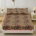 thumbnail image 2 of ZIATUBLES 3 Pcs Queen Size Cooling Bed Sheet Set, Soft Cozy Polyester All-Season Bedding Set, Breathable Comfortable Sheets for Bedroom, Brown Black Leopard Print, 2 of 9