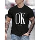 thumbnail image 2 of Men's Geometric Print Casual T-Shirt - Breathable Summer Round Neck Tee with Bold 'OK' Letter Design, Regular Fit for Gym, Office & Casual Attire, Elegant Craftsmanship, Casual Sporty Tee, 2 of 6