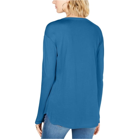 I-N-C Womens Split Neck Pullover Blouse, Blue, PL