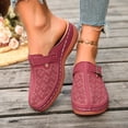 thumbnail image 2 of Rokment Women's Orthopedic Backless Sandals Beach Casual Buckles Closed Toe Arch Support Wedge Clogs Comfortable Platform Walking Mules Boho Retro Chunky Heels Dressy Slip on Slides Red Size 8, 2 of 5