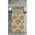 thumbnail image 3 of Ambesonne Romantic Quilted Bedspread Set 2 Pcs, Paris Themed Flowers, Twin Size, Salmon and Green, 3 of 3