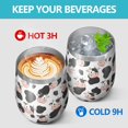 thumbnail image 4 of 12oz Stemless Wine Tumblers White Cow Black Shape Pattern Vacuum Insulated Stainless Steel Travel Tumbler Cups Mug with Lid and Straw for Champaign,Cocktail,Beer with Cleaning Brush, 4 of 5