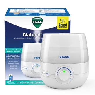 Vicks Mini Cool Mist Ultrasonic Air Humidifier, 1.8L Tank, For Bedrooms, Offices, Baby Rooms Up To 15m², Quiet, Essential Oil Tablets Included - VUL525